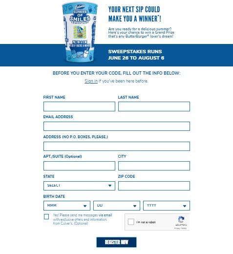 Culver’s Sweepstakes